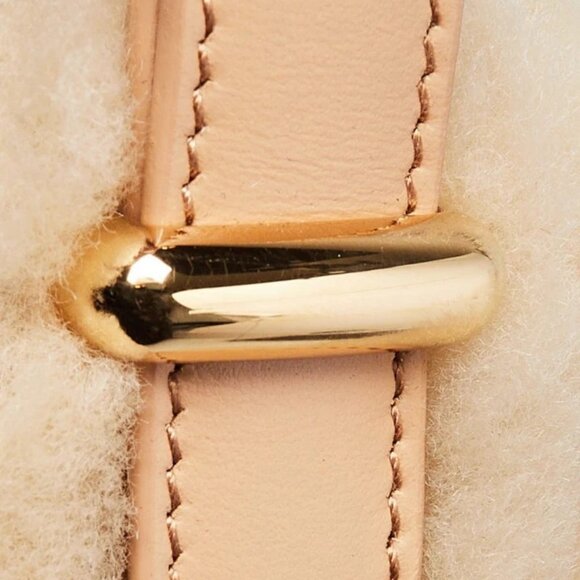 Prada Ecru/Noisette Shearling and Leather Arque Shoulder Bag - Picture 7 of 12